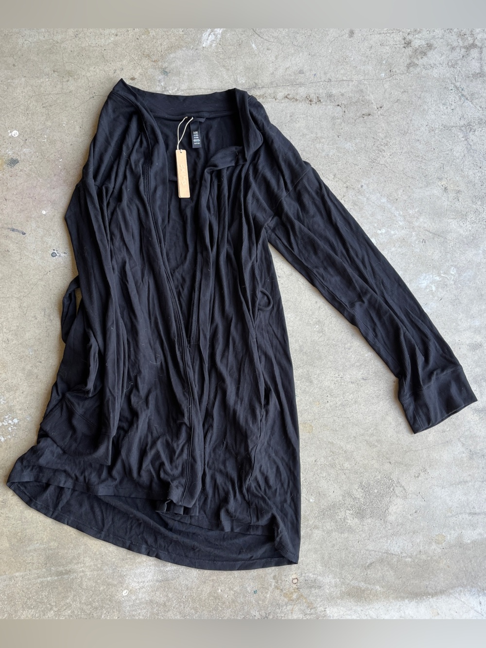 SKIMS Black Ribbed Lightweight Robe Cardigan